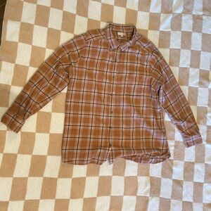 SO Women’s Casual Flannel Plaid Shirt in Brown and Tan